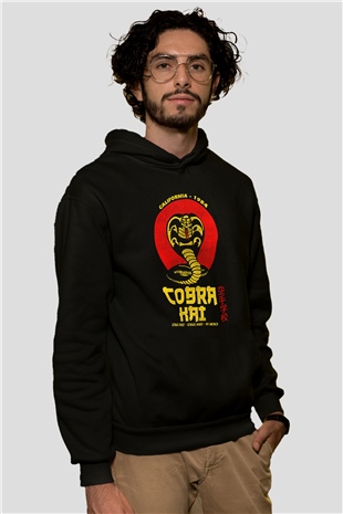 Cobra Kai Baskılı Unisex Siyah Hoodie