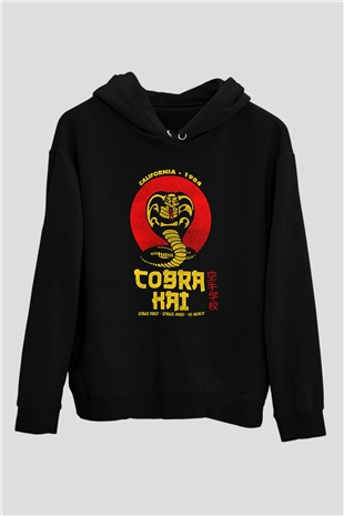 Cobra Kai Baskılı Unisex Siyah Hoodie