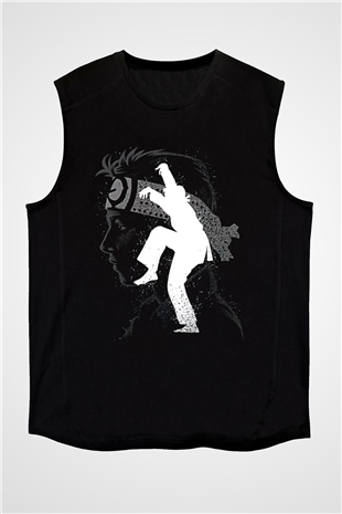 Cobra Kai Baskılı Unisex Siyah Kolsuz Tişört - Tshirt