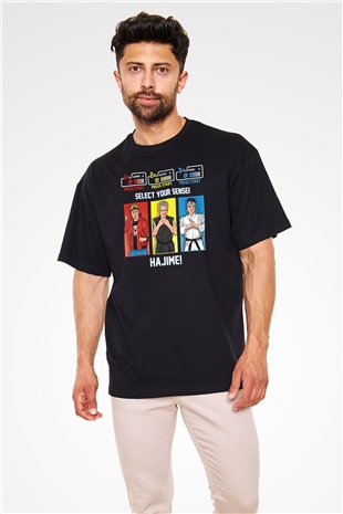 Cobra Kai Baskılı Unisex Siyah Oversize Tişört - Tshirt