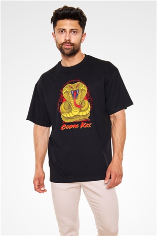 Cobra Kai Baskılı Unisex Siyah Oversize Tişört - Tshirt
