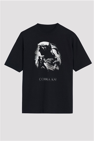 Cobra Kai Baskılı Unisex Siyah Oversize Tişört - Tshirt