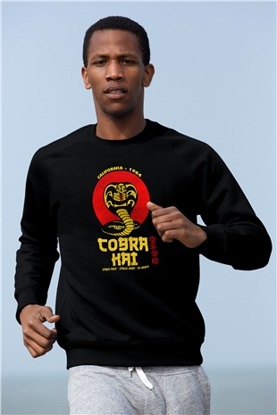 Cobra Kai Baskılı Unisex Siyah Sweatshirt