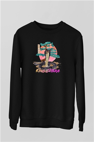 Cobra Kai Baskılı Unisex Siyah Sweatshirt