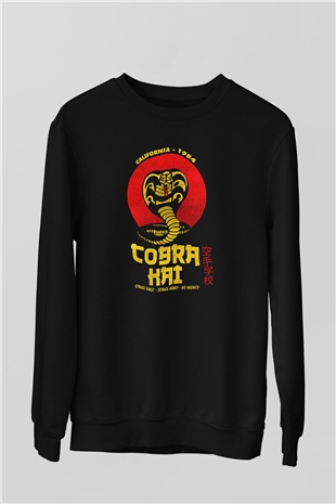 Cobra Kai Baskılı Unisex Siyah Sweatshirt