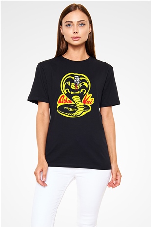 Cobra Kai Baskılı Unisex Siyah Tişört - Tshirt