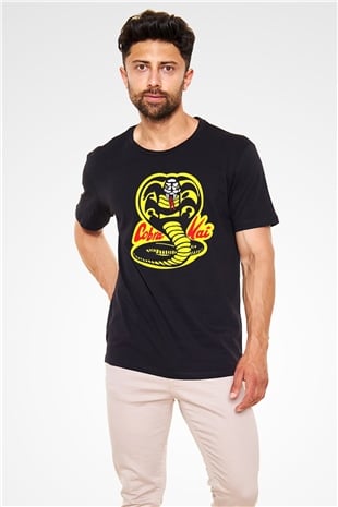 Cobra Kai Baskılı Unisex Siyah Tişört - Tshirt