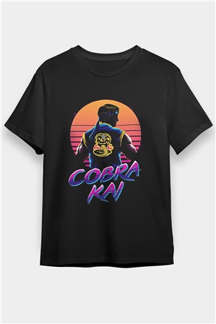 Cobra Kai Baskılı Unisex Siyah Tişört - Tshirt
