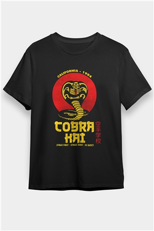 Cobra Kai Baskılı Unisex Siyah Tişört - Tshirt
