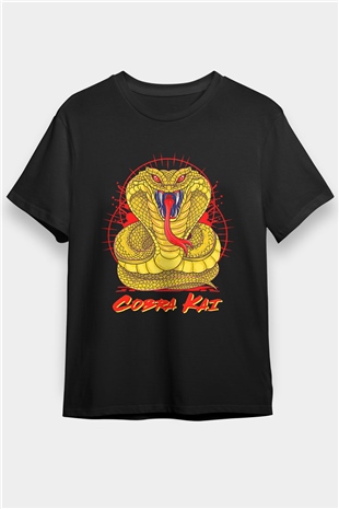 Cobra Kai Baskılı Unisex Siyah Tişört - Tshirt