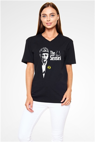 Cobra Kai Baskılı Unisex Siyah V Yaka Tişört - Tshirt