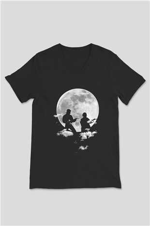Cobra Kai Baskılı Unisex Siyah V Yaka Tişört - Tshirt
