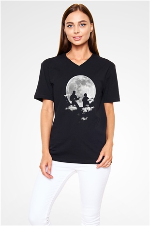 Cobra Kai Baskılı Unisex Siyah V Yaka Tişört - Tshirt