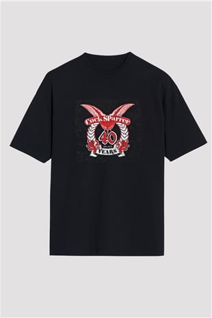 Cock Sparrer Baskılı Unisex Siyah Oversize Tişört