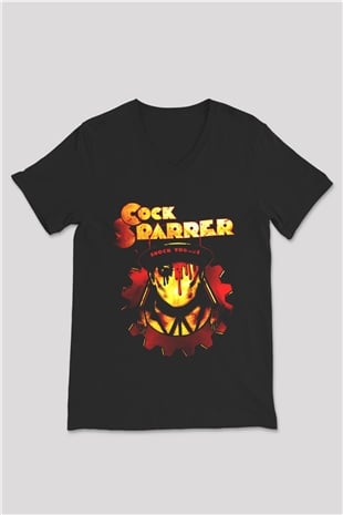 Cock Sparrer Siyah Unisex V Yaka Tişört