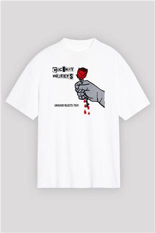 Cockney Rejects Baskılı Beyaz Unisex Oversize Tişört - Tshirt