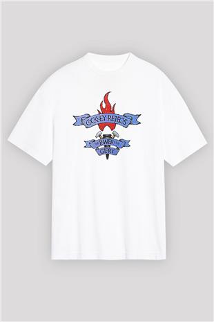Cockney Rejects Baskılı Beyaz Unisex Oversize Tişört - Tshirt