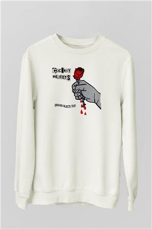 Cockney Rejects Baskılı Beyaz Unisex Sweatshirt