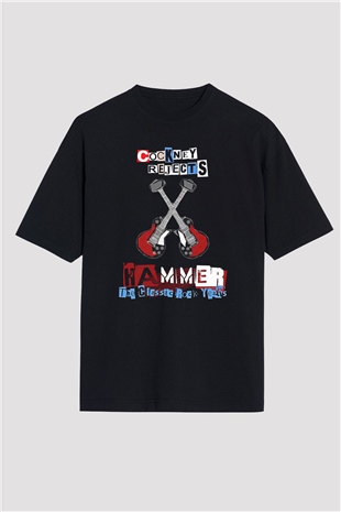 Cockney Rejects Baskılı Unisex Siyah Oversize Tişört - Tshirt