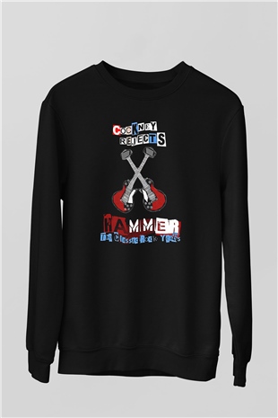 Cockney Rejects Baskılı Unisex Siyah Sweatshirt