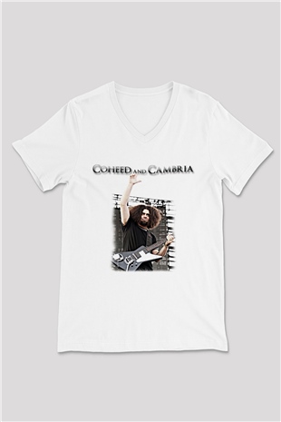 Coheed and Cambria Beyaz Unisex V Yaka Tişört