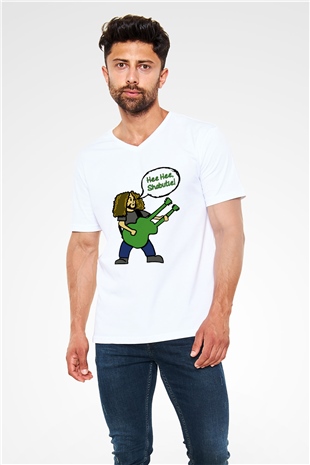 Coheed and Cambria Beyaz Unisex V Yaka Tişört