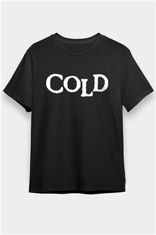Cold Baskılı Unisex Siyah Tişört - Tshirt