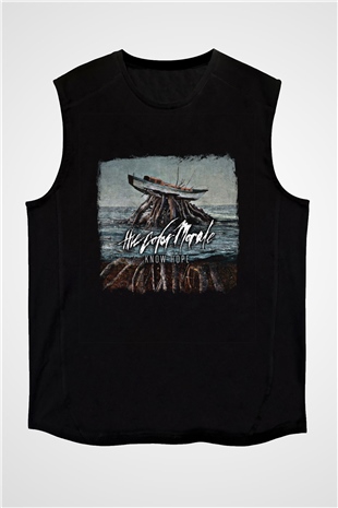Color Morale Baskılı Unisex Siyah Kolsuz Tişört