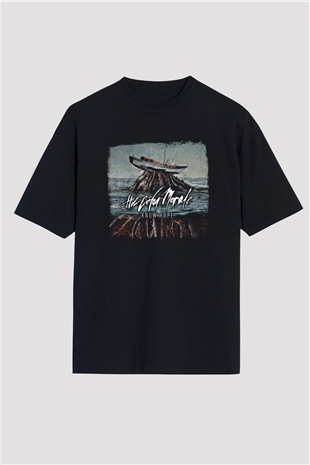 Color Morale Baskılı Unisex Siyah Oversize Tişört