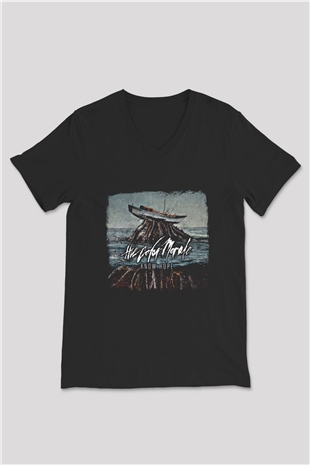 Color Morale Baskılı Unisex Siyah V Yaka Tişört