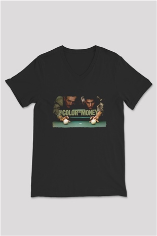 Color of Money Siyah Unisex  V Yaka Tişört