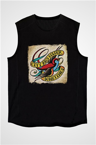 Color of Violence Baskılı Unisex Siyah Kolsuz Tişört