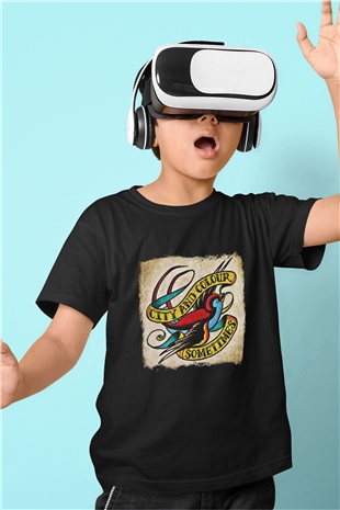 Color of Violence Baskılı Unisex Siyah Çocuk Tişört