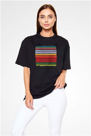Color of Violence Baskılı Unisex Siyah Oversize Tişört