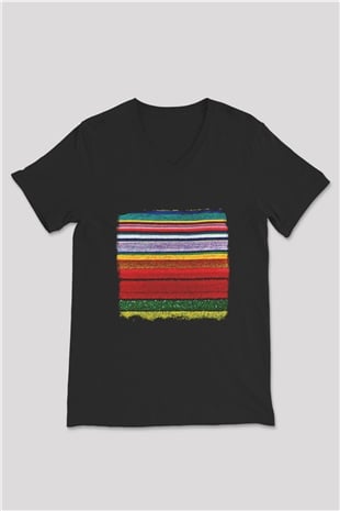 Color of Violence Baskılı Unisex Siyah V Yaka Tişört