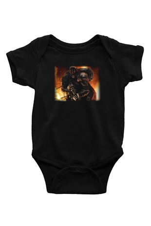 Command and Conquer Baskılı Siyah Bebek Body - Zıbın