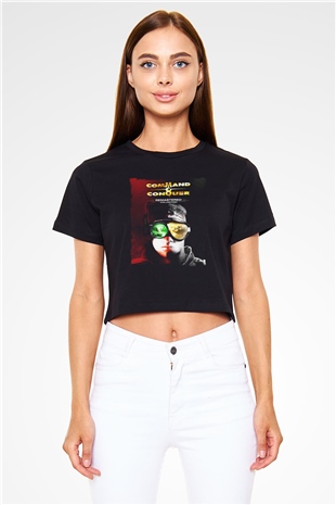 Command and Conquer Siyah  Crop Top Tişört