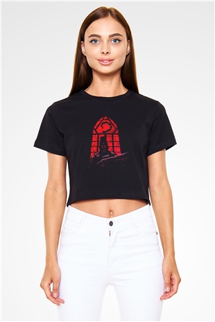 Command and Conquer Siyah Crop Top Tişört