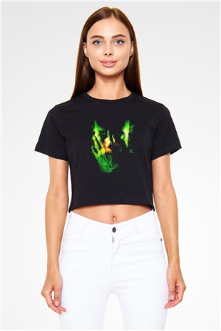 Command and Conquer Siyah Crop Top Tişört