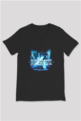 Command and Conquer Siyah Unisex V Yaka Tişört