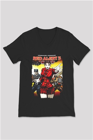 Command and Conquer Siyah Unisex V Yaka Tişört