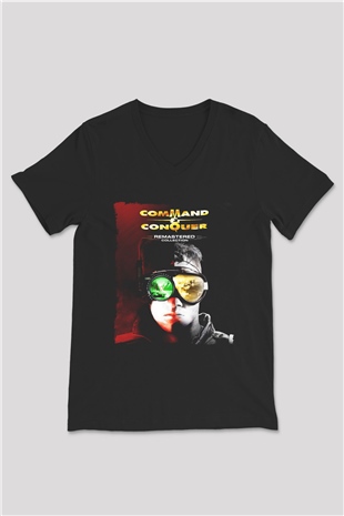 Command and Conquer Siyah Unisex V Yaka Tişört