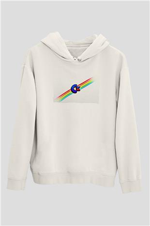 Commodore 64 Baskılı Beyaz Unisex Kapüşonlu Sweatshirt