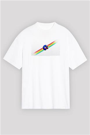Commodore 64 Baskılı Beyaz Unisex Oversize Tişört - Tshirt