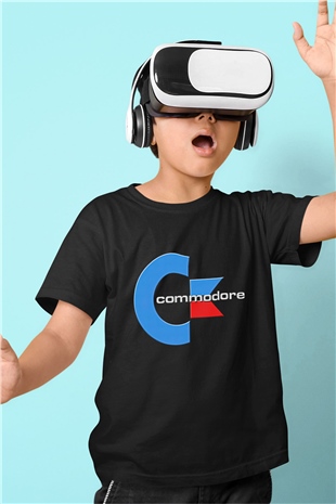 Commodore 64 Baskılı Unisex Siyah Çocuk Tişört - Tshirt