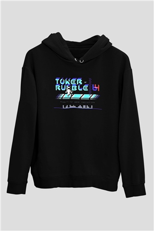 Commodore 64 Baskılı Unisex Siyah Kapüşonlu Sweatshirt