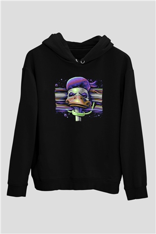 Commodore 64 Baskılı Unisex Siyah Kapüşonlu Sweatshirt