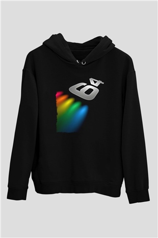 Commodore 64 Baskılı Unisex Siyah Kapüşonlu Sweatshirt