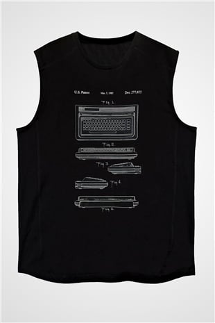 Commodore 64 Baskılı Unisex Siyah Kolsuz Tişört - Tshirt