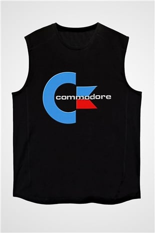 Commodore 64 Baskılı Unisex Siyah Kolsuz Tişört - Tshirt